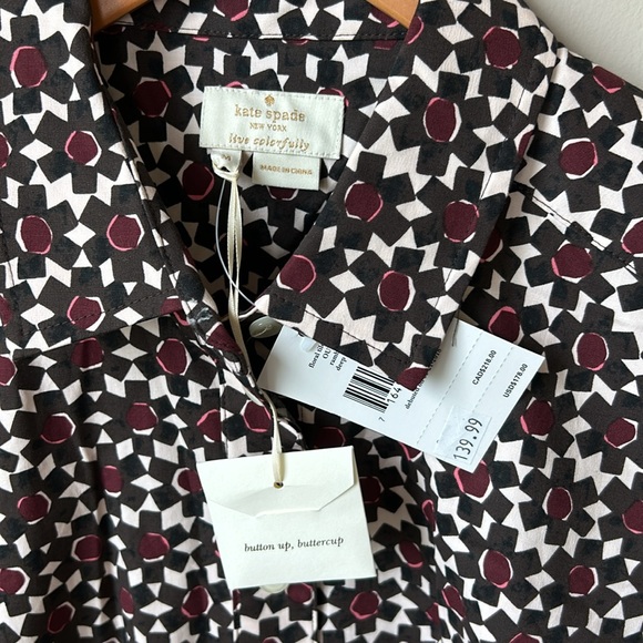 KATE SPADE NWT maroon and pink flower peplum sleeveless top size M - Picture 2 of 7